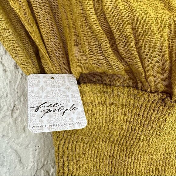 FREE PEOPLE Jen’s Private Booty Olivia Jumpsuit Size Small Gauzy Boho Yellow - Picture 7 of 13